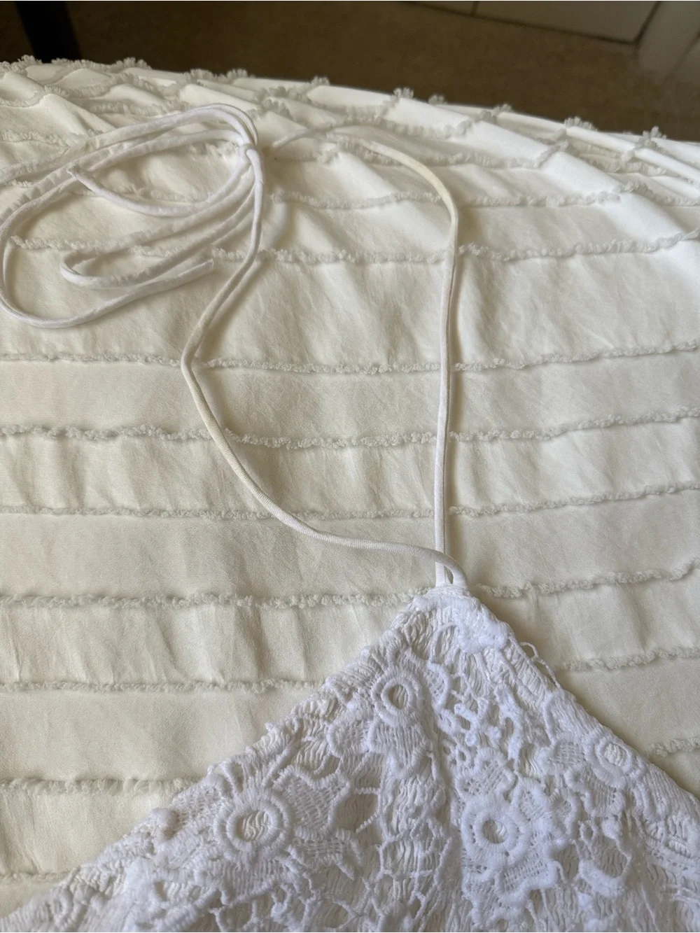 Free People White Crochet Lace Halter Tank